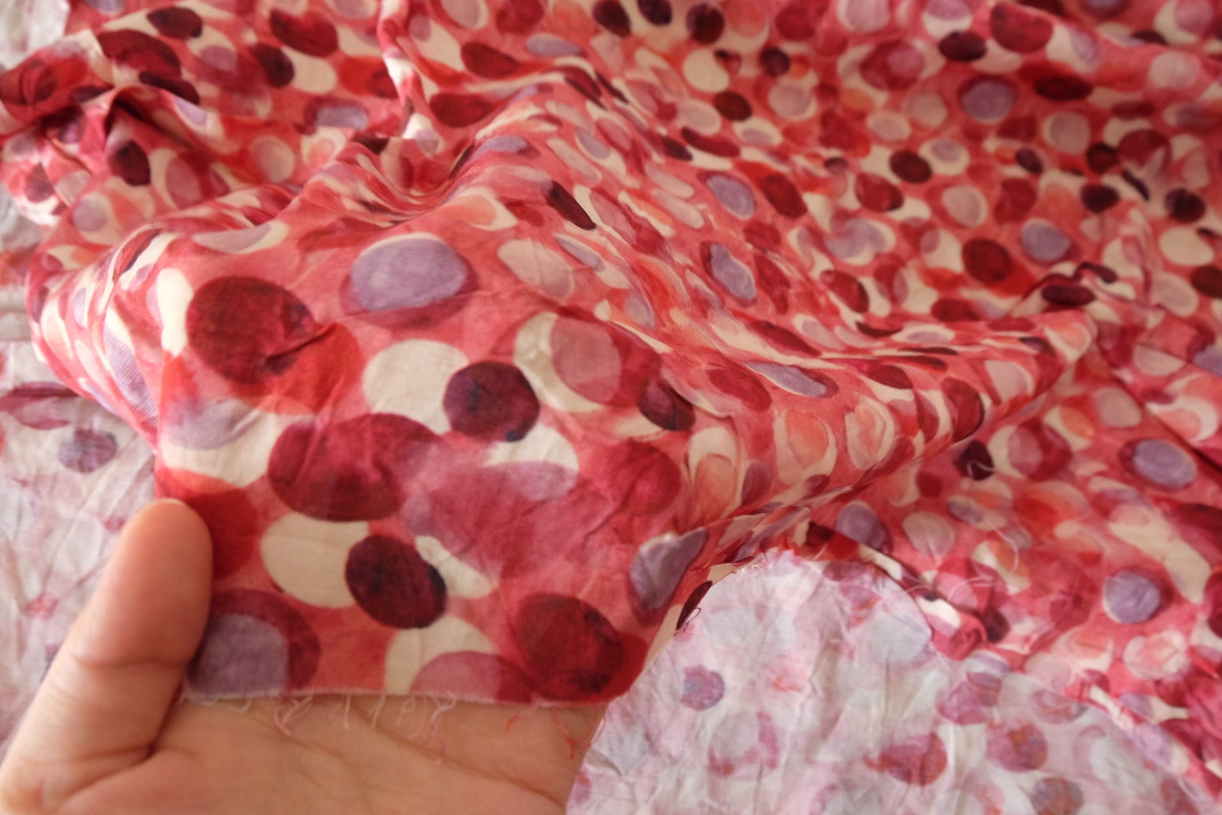 Watercolor Dot Tencel Linen Fabric in Rose Red - 2.8 yd / 3.5 yd