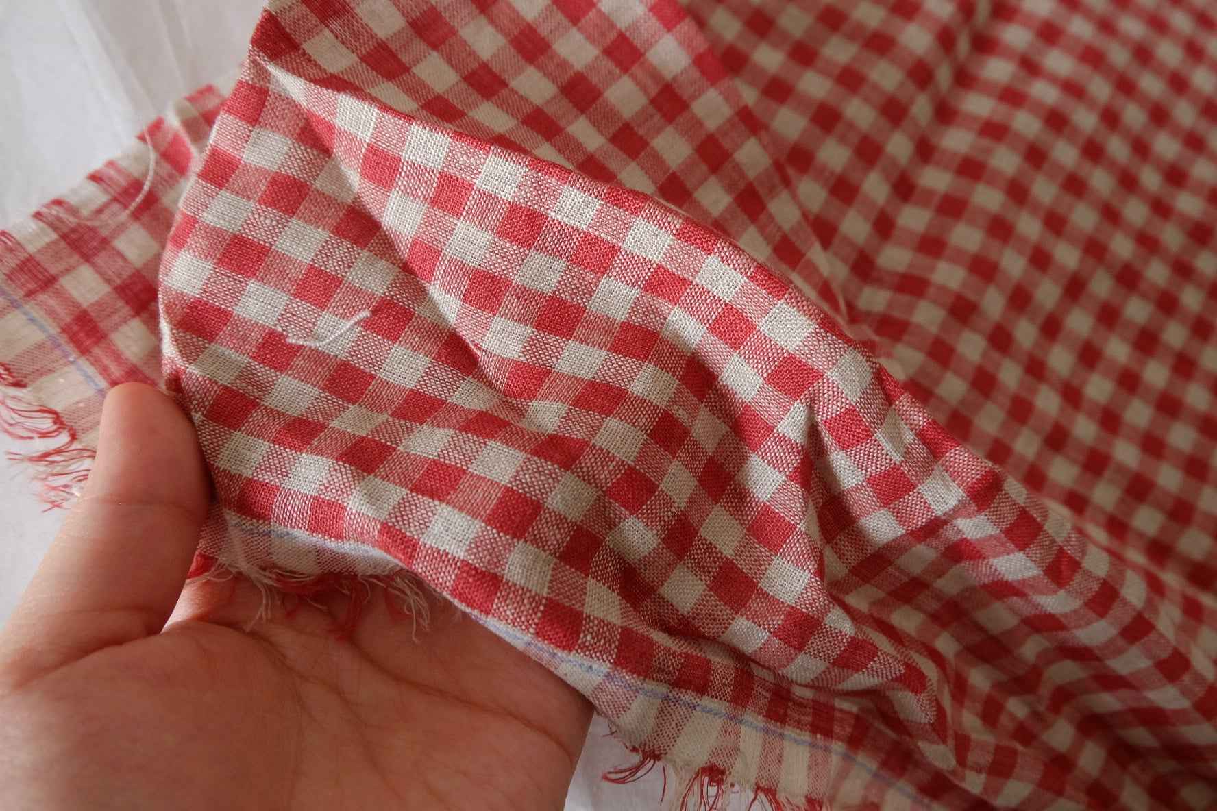 Red Gingham Yarn-Dyed Linen Fabric – 1.1 yd
