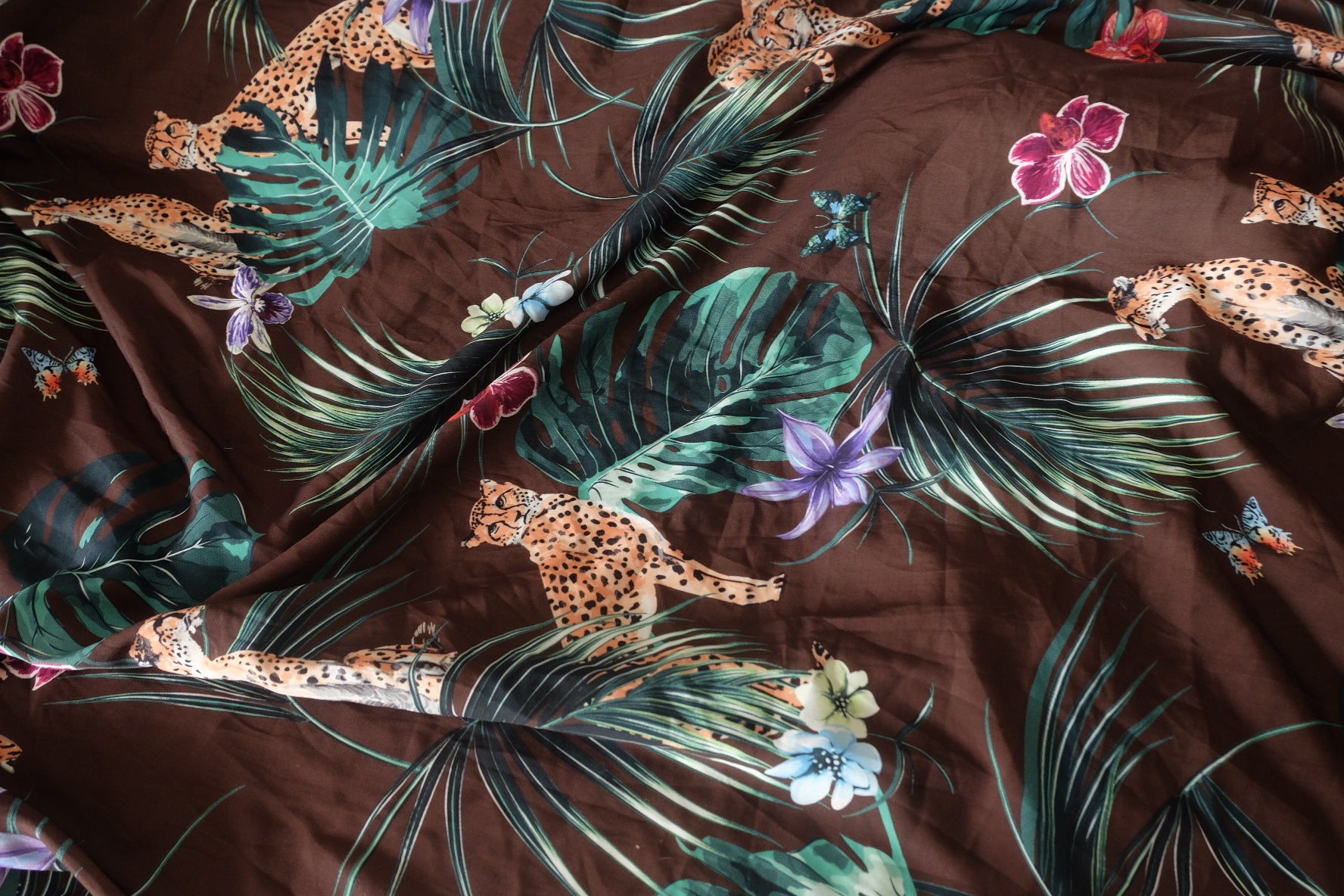 Chocolate Jungle Leopard Satin – 2.19 yd