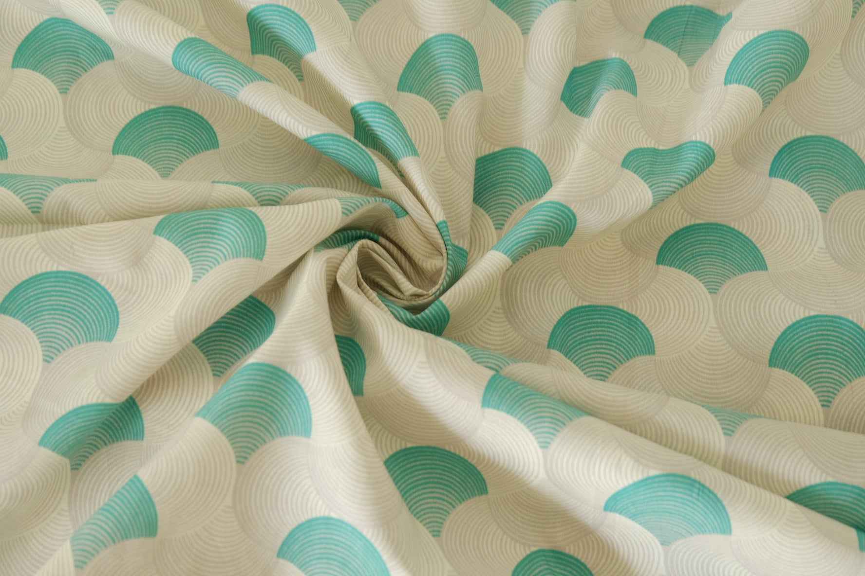 Modern Wave Pattern Cotton Sateen Geometric Print Fabric – 2.2 yd