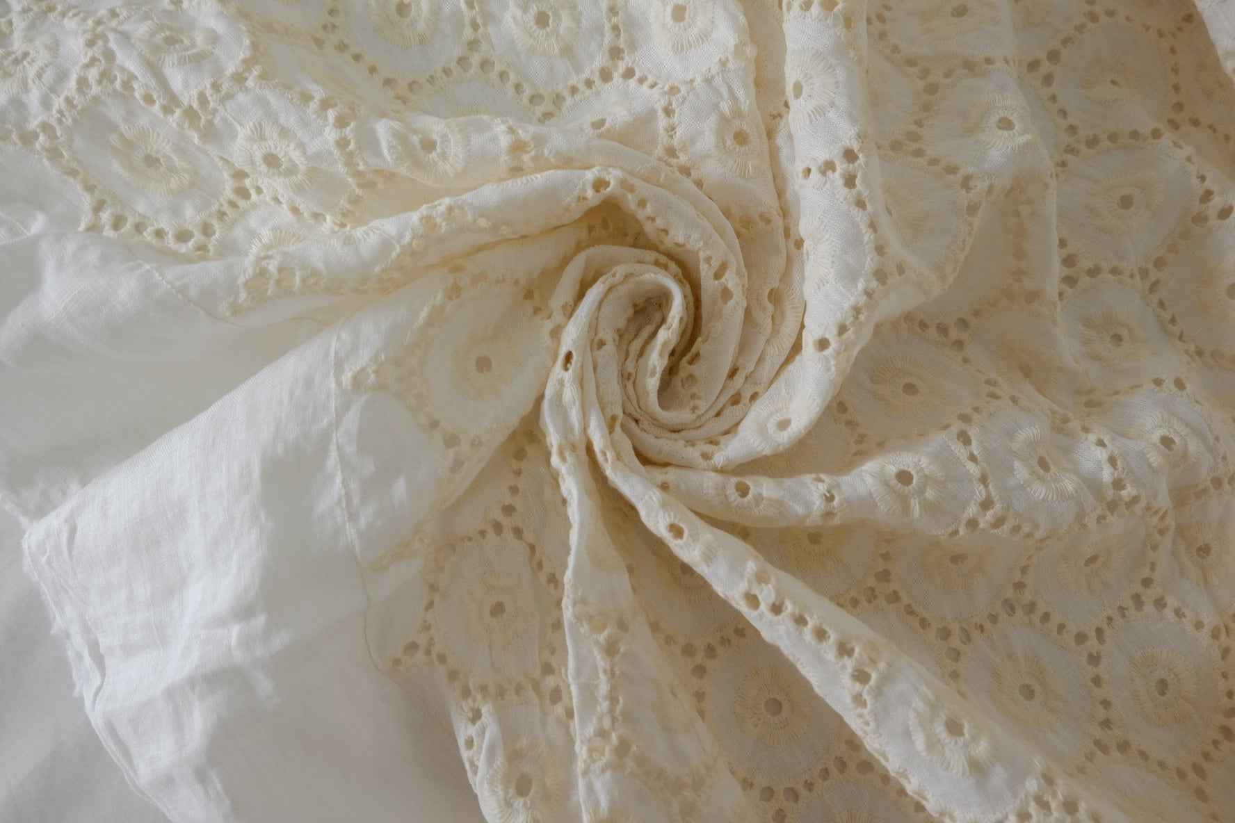 Heavy Embroidered Cutwork Linen Fabric – 2.2 yd