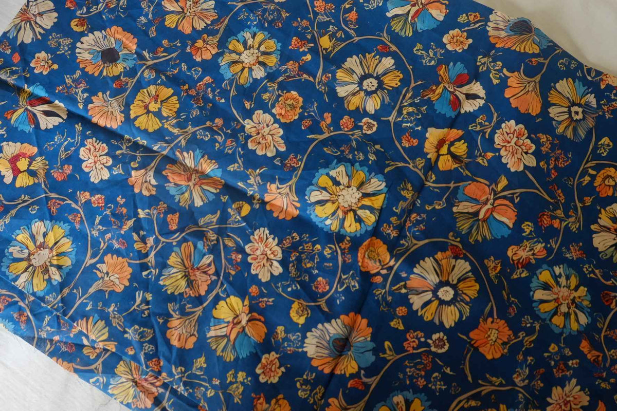 Cobalt Floral Cotton Lawn — 3.1 yd