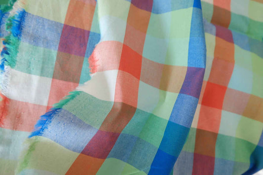Premium Multicolor Yarn Dyed Cotton Check Fabric – 2.2 yd