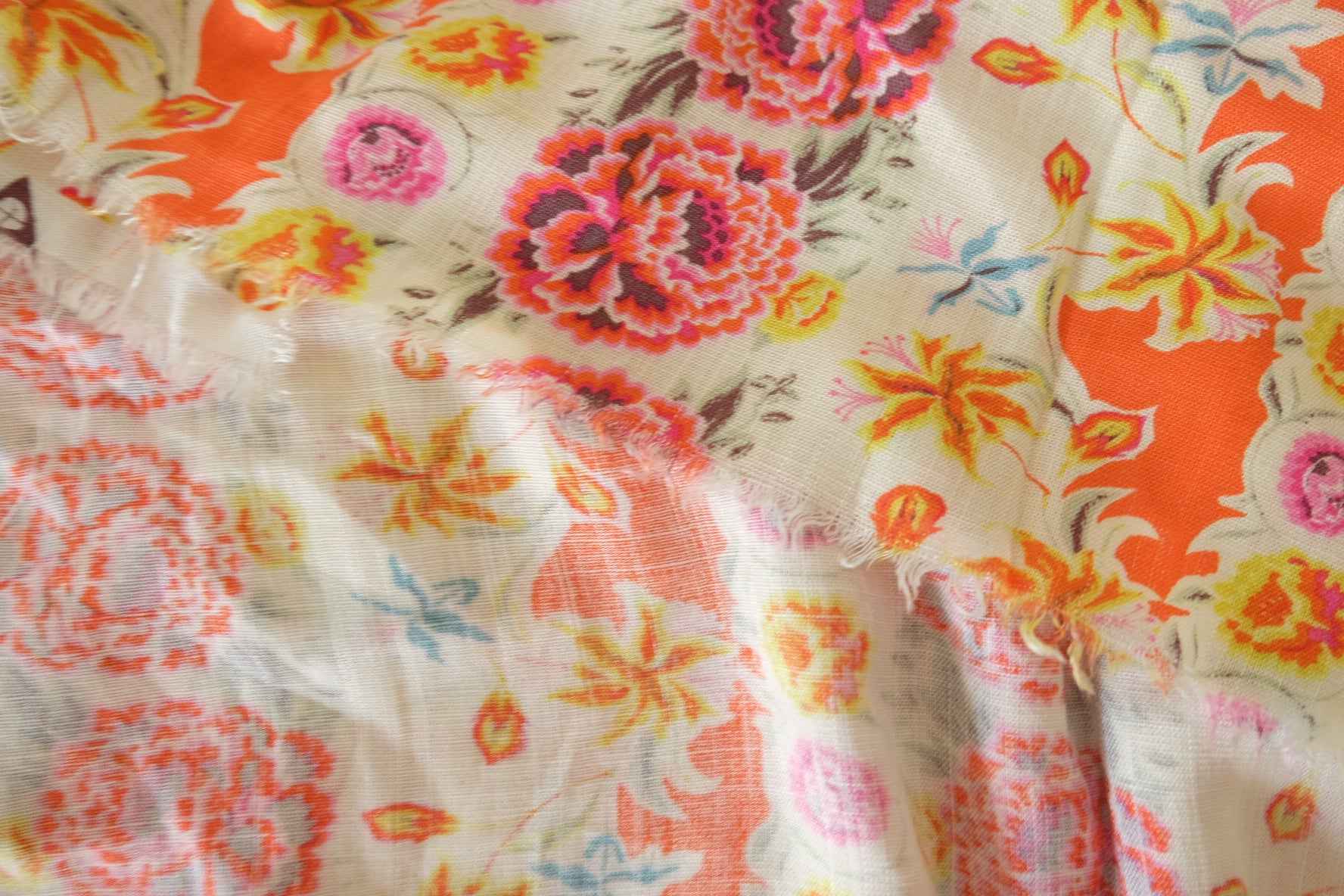 Bright Vintage Floral Rayon Challis – 3.3 yd