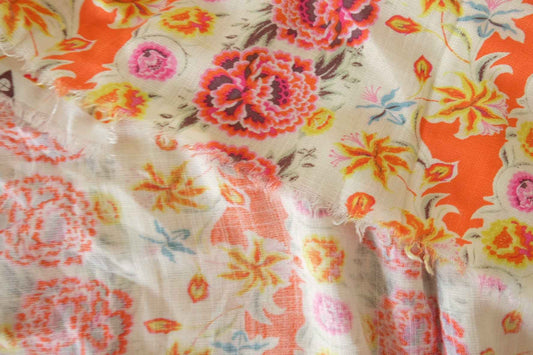 Bright Vintage Floral Rayon Challis – 3.3 yd