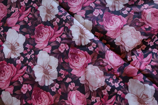 Midnight Rose Garden Cotton Lawn Fabric – 3.06 yd
