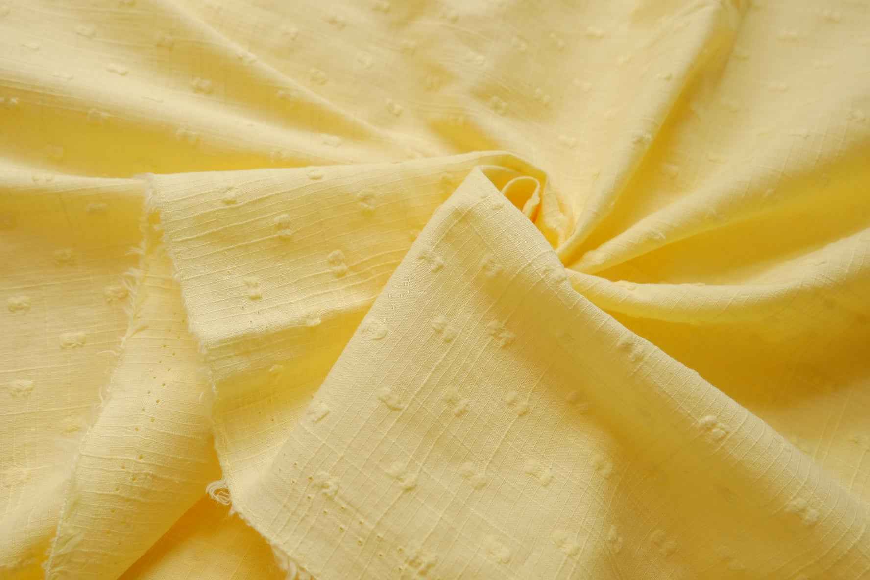Butter Yellow Clip Dot Linen Blend Fabric, Lightweight Summer Weight, 2.19 Yards