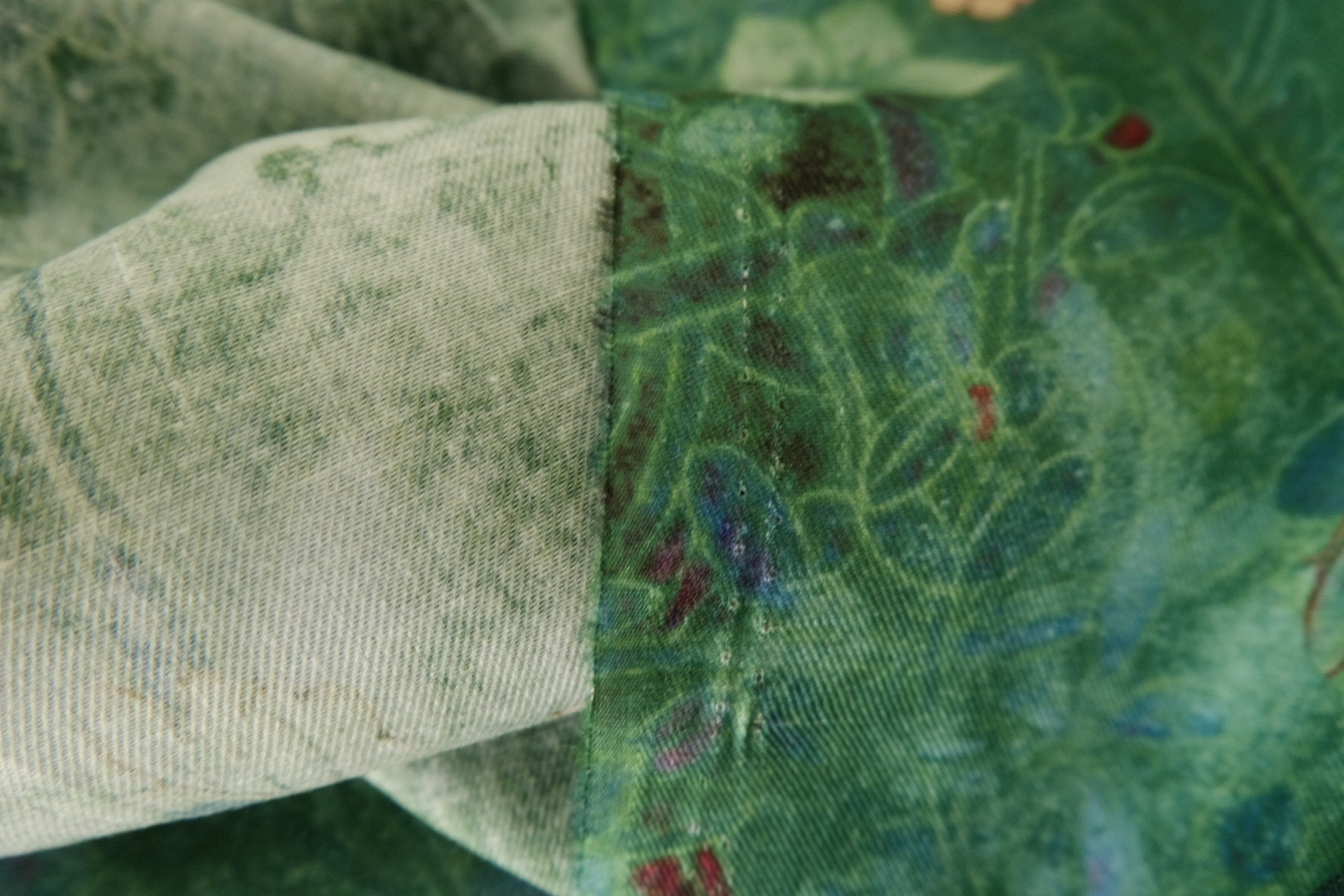 Soft Green Watercolor Botanical Cotton Twill Fabric – 2.8 yd