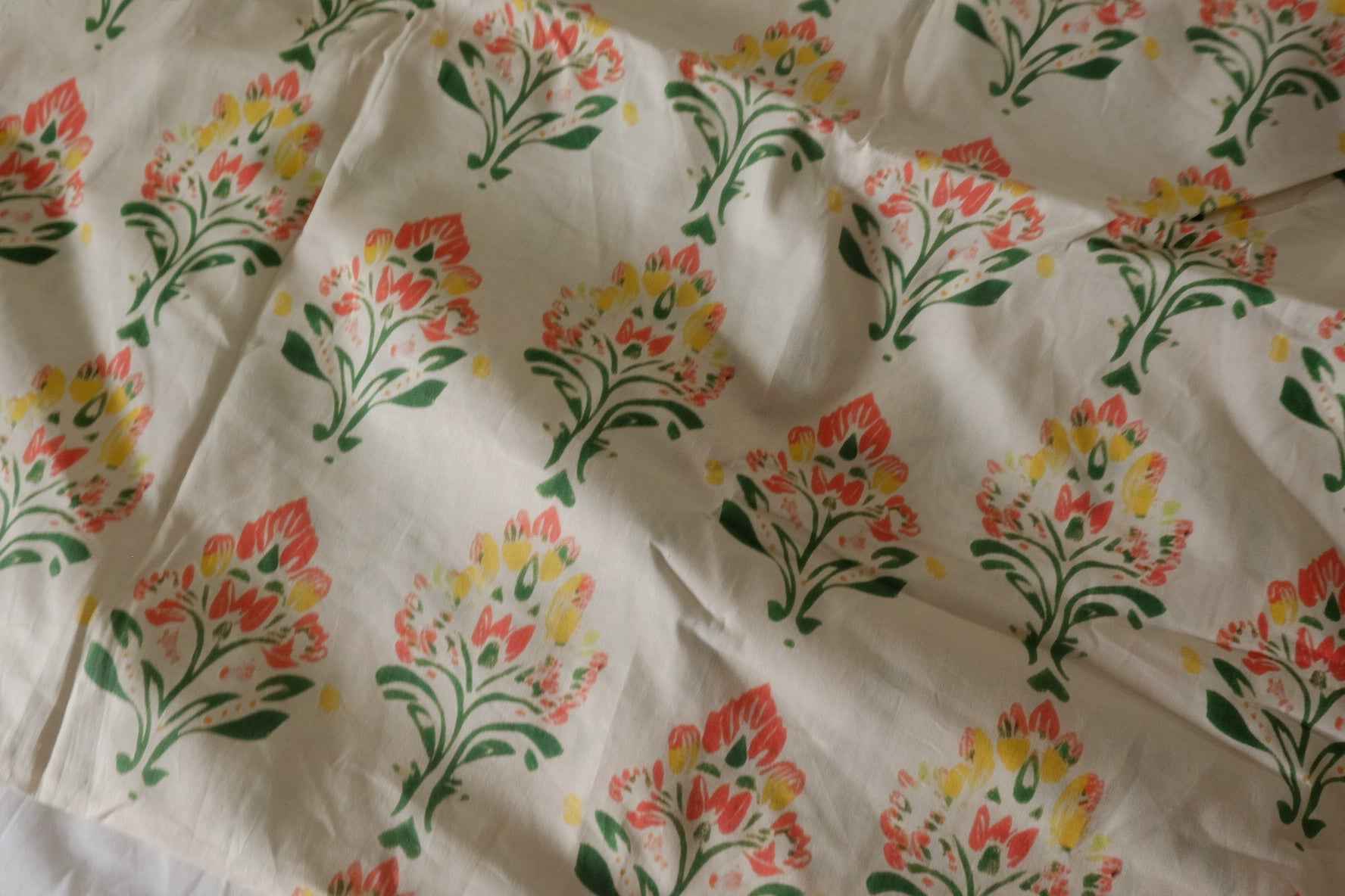 Coral Floral Cotton Poplin Fabric – 3.3 yd