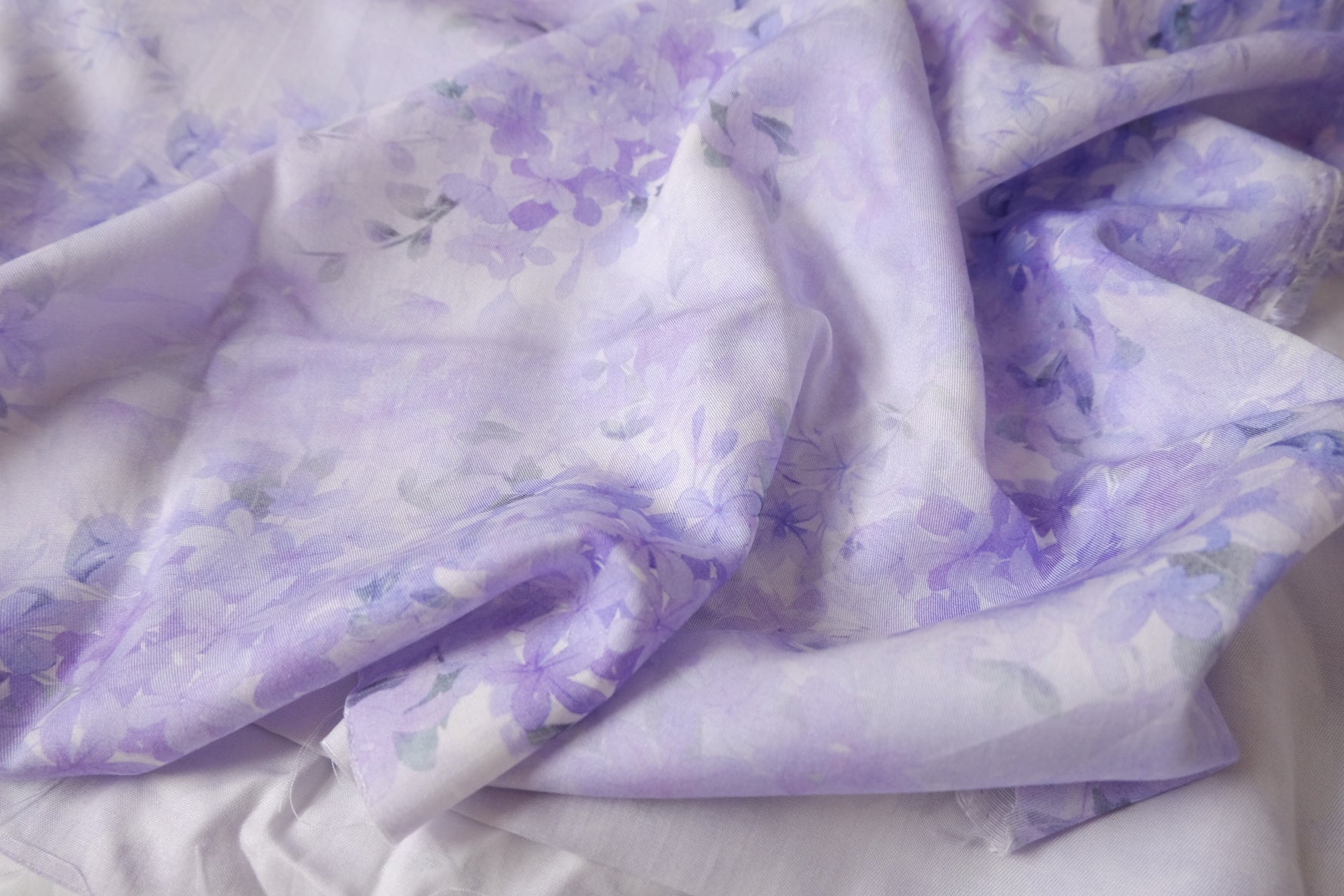 Lavender Floral Lyocell Twill Fabric - 3.28 yd