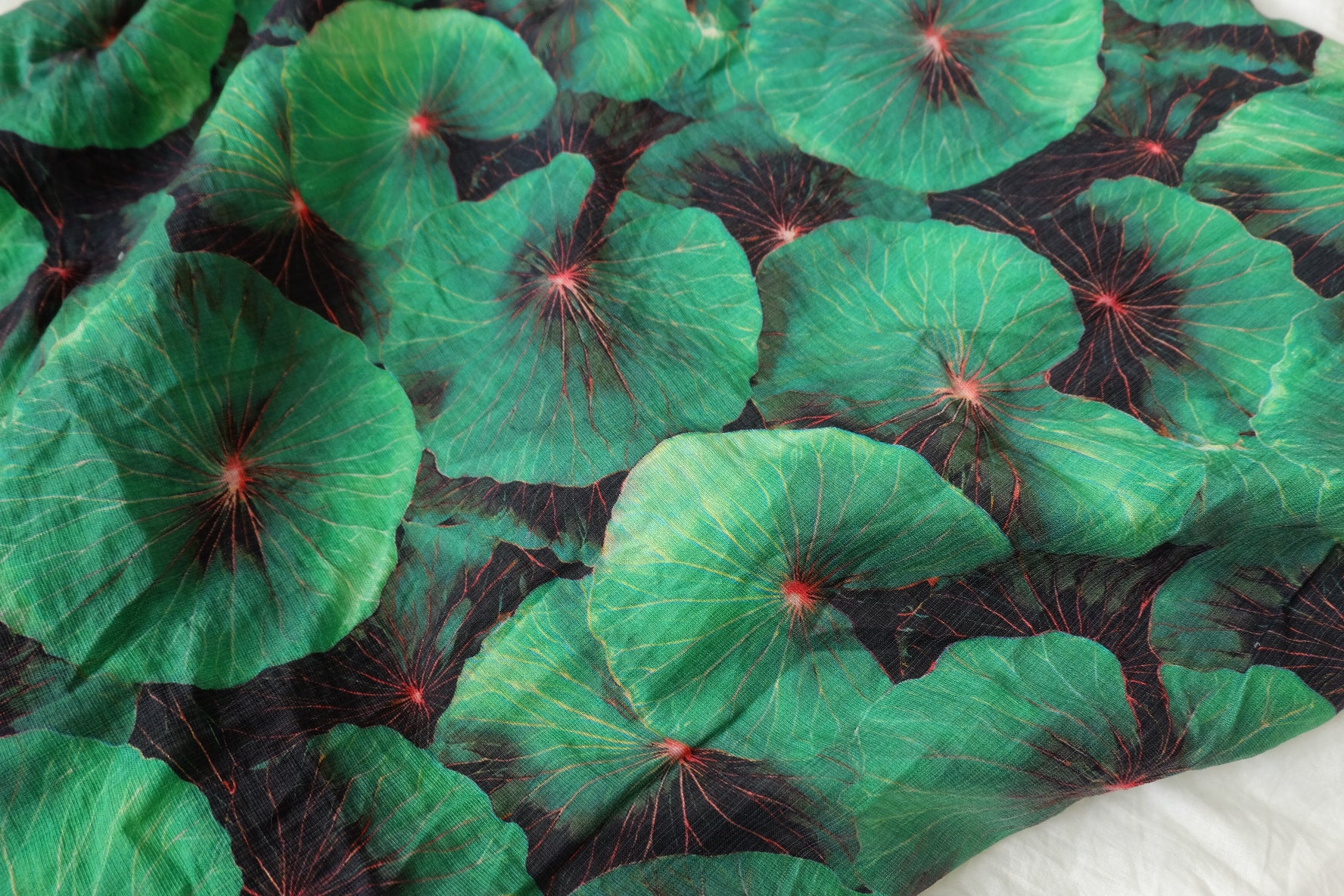 Water Lily Print Tencel Linen Fabric – Airy, Soft, Unlined Summer Dress Fabric (2.19 yards)