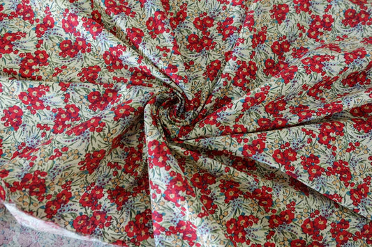 Red Ditsy Floral Lightweight Cotton Fabric – 2.2 yd