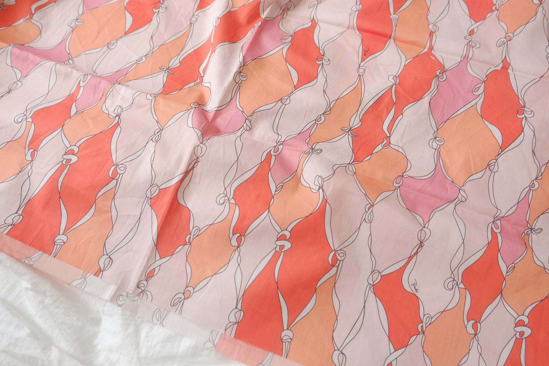 Coral Scarf Print Cotton Lawn Fabric - 1.31 yd