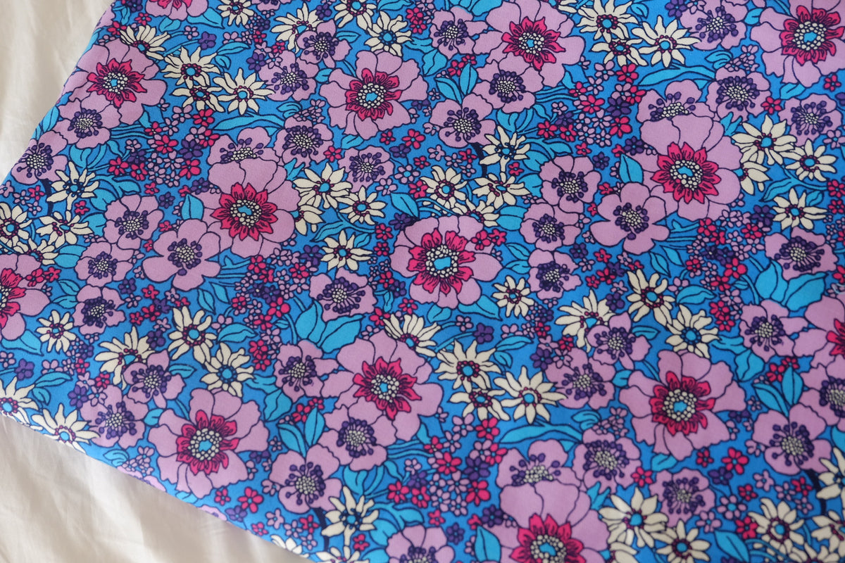 Retro Flower Power Brushed Cotton Twill – 1.6 yd