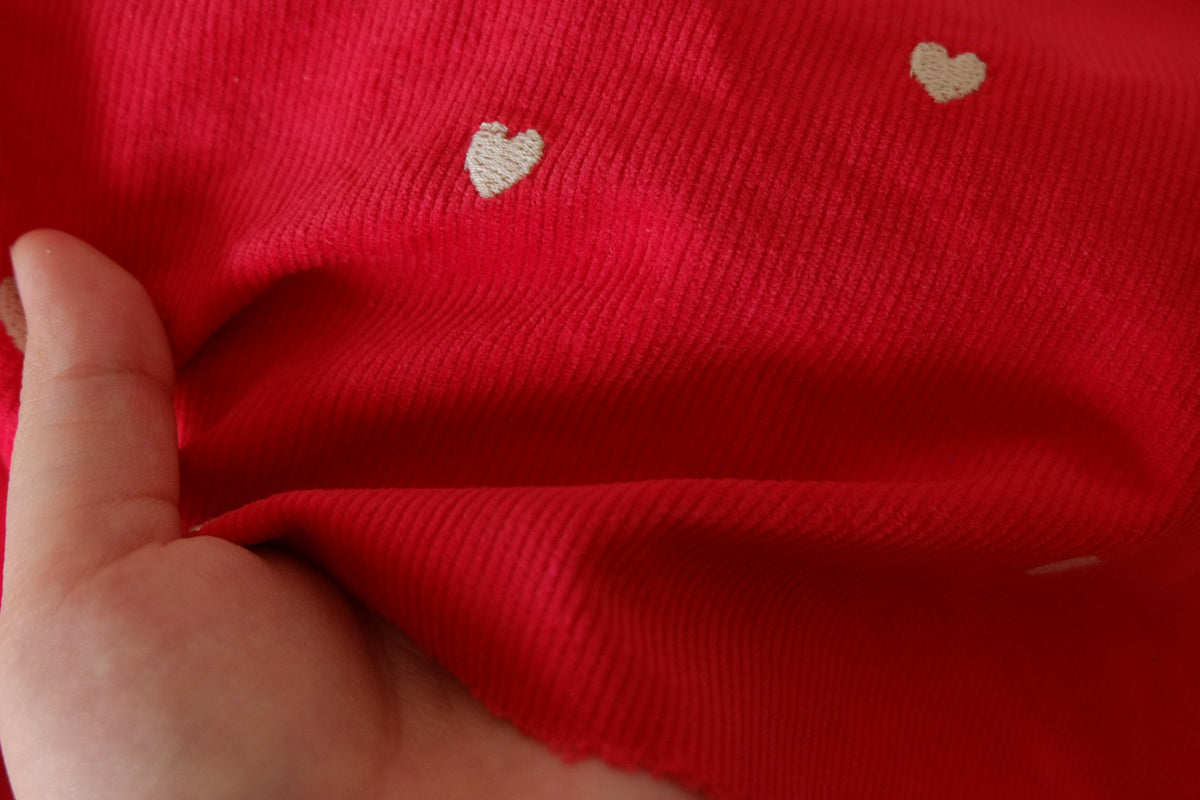 Red Heart Embroidered Cotton Corduroy – 2.2 yd
