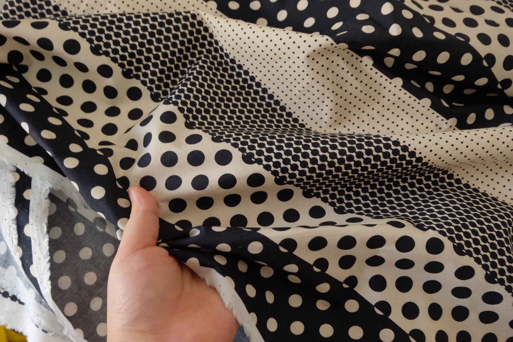 Black & White Geometric Polka Dot Cotton Fabric – 2.2 yd