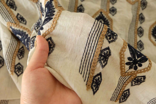Tencel Linen Embroidered Fabric -2.7 yds