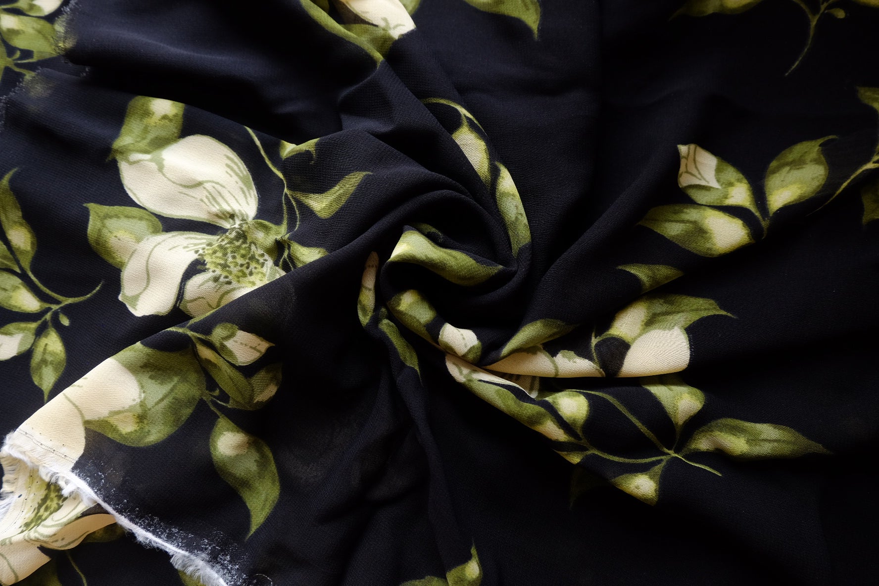 Ivory Blossom Viscose Fabric – 3.3 yd