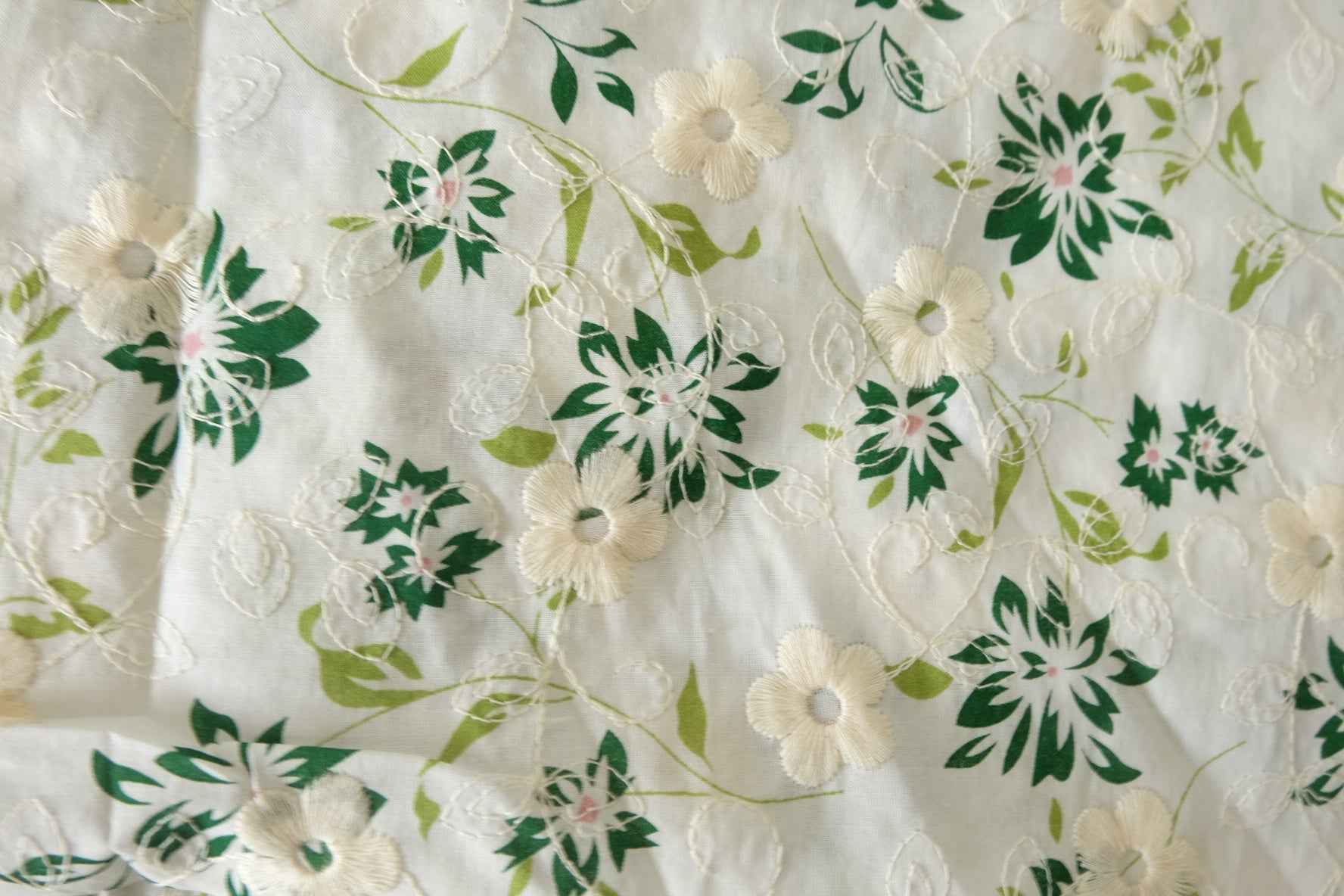 Embroidered Floral Cotton Fabric – 2.2 yd