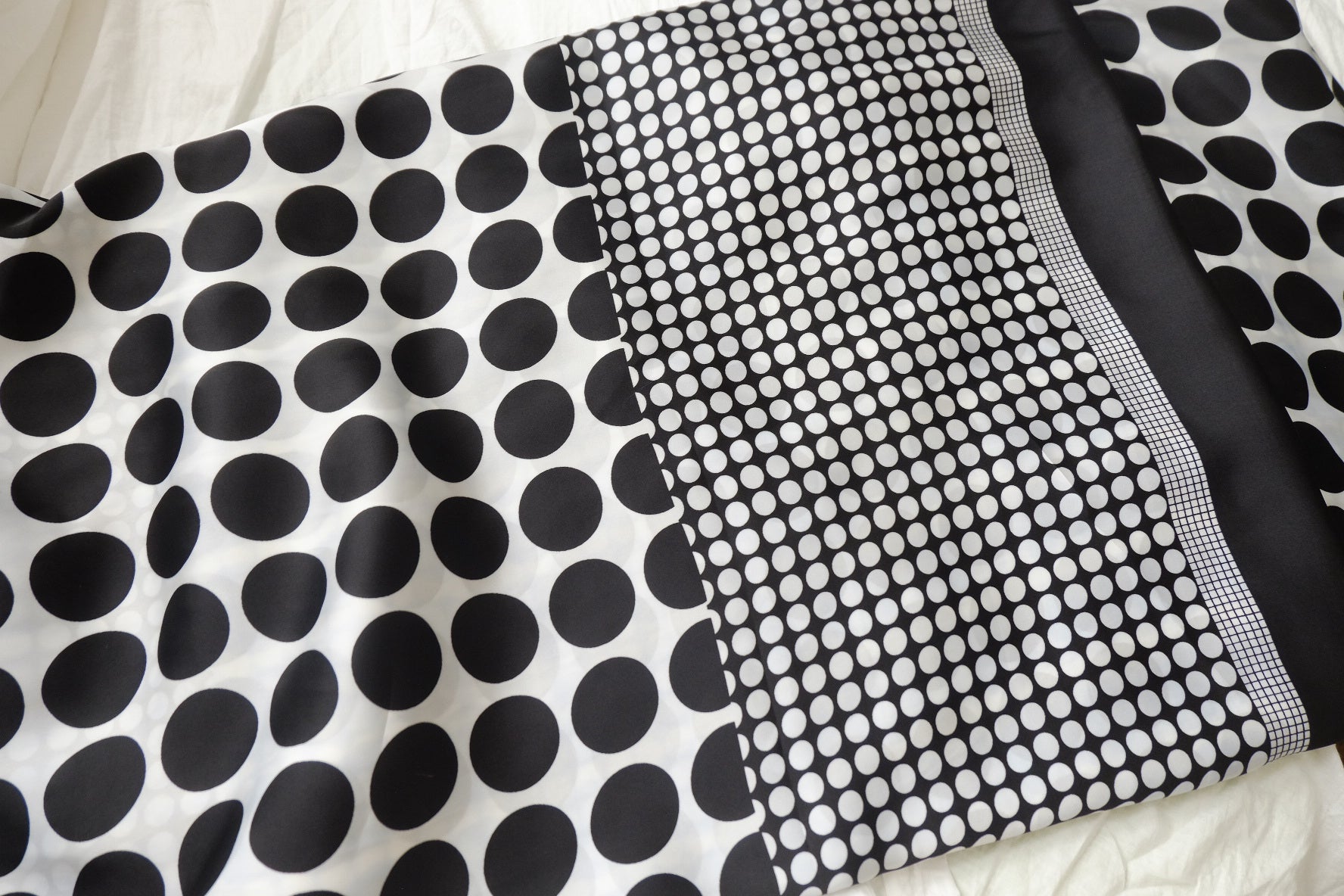 Black & White Polka Dot Polyester Fabric, 2.19 Yards