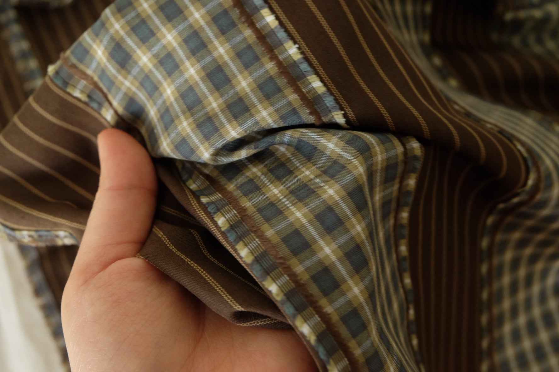 T/C Blend Plaid & Stripe Patchwork Fabric – 2.2 yd