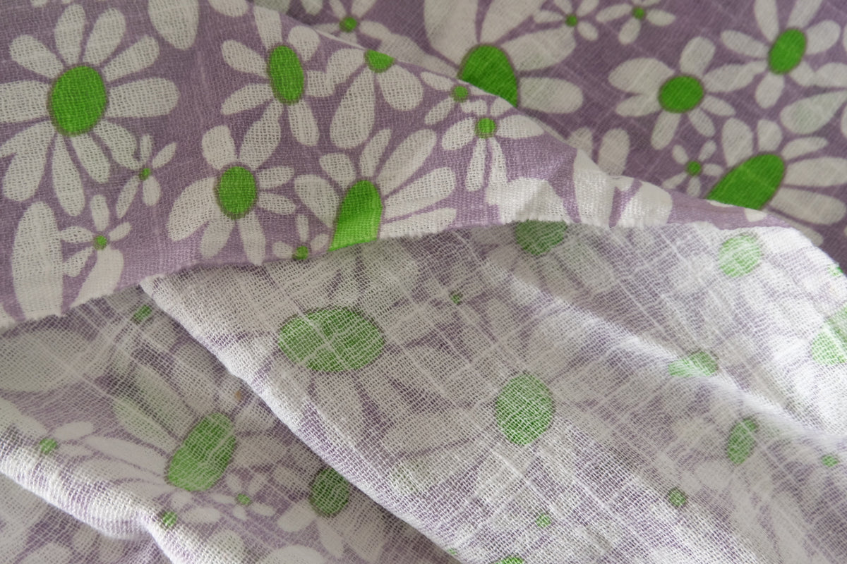 Lavender Daisy Garden – Soft Cotton Linen Gauze Fabric | 3.3 yards