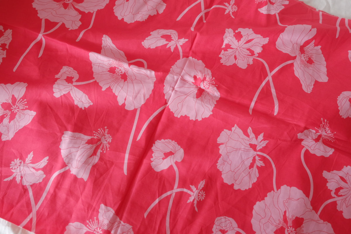 Pink Poppy Garden Cotton Lawn – 1 yd