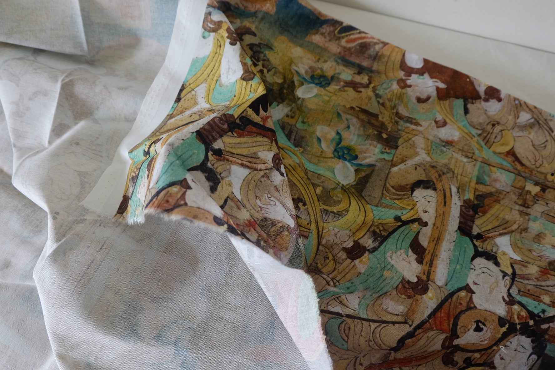 Dunhuang Mural Print Cotton Fabric – 2.2 yd