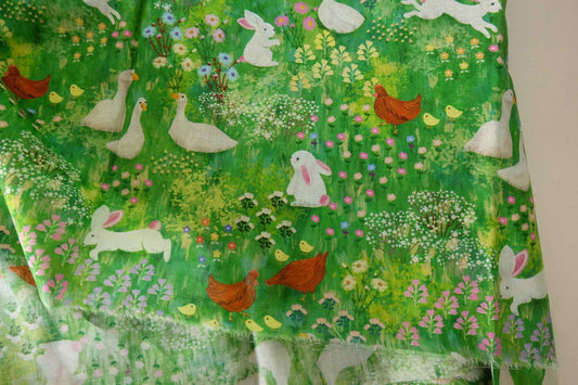 Storybook Meadow Animals Cotton Lawn Fabric – 1.6 yd