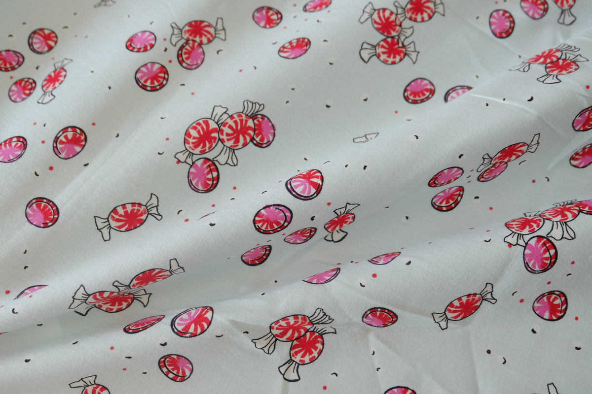 Peppermint Candy – Soft Brushed Cotton Twill Fabric – 2.19 yd