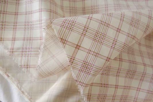 Pink Plaid Structured Cotton Fabric – 1.6 yd