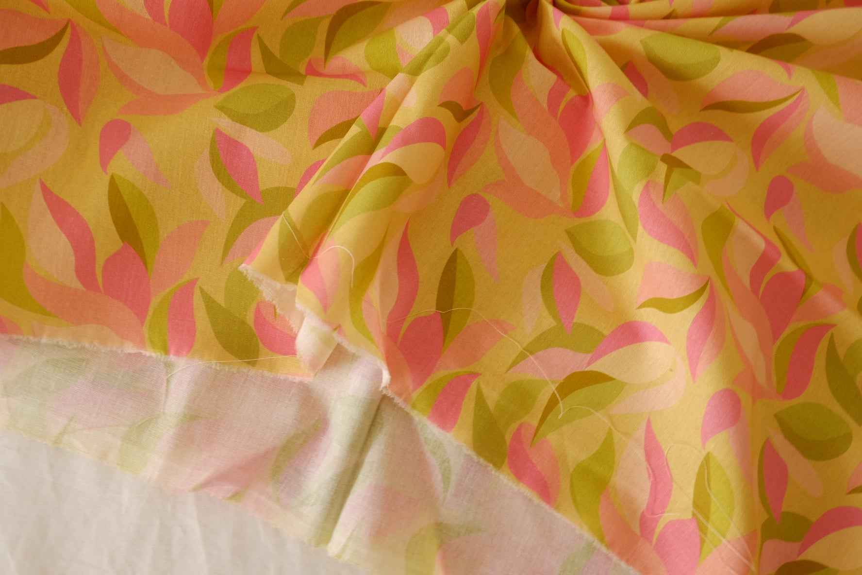 Retro Leaf Cotton Fabric – 2.2 yd