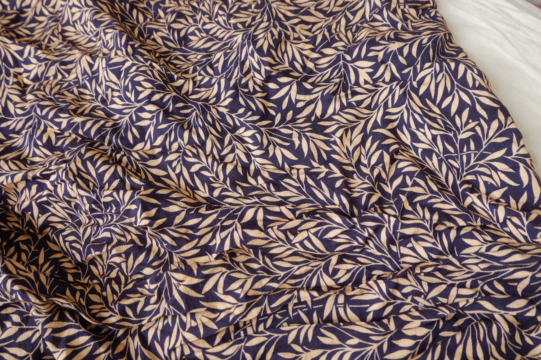 Navy Leaf Print Tencel Cotton, 1.59 Yards