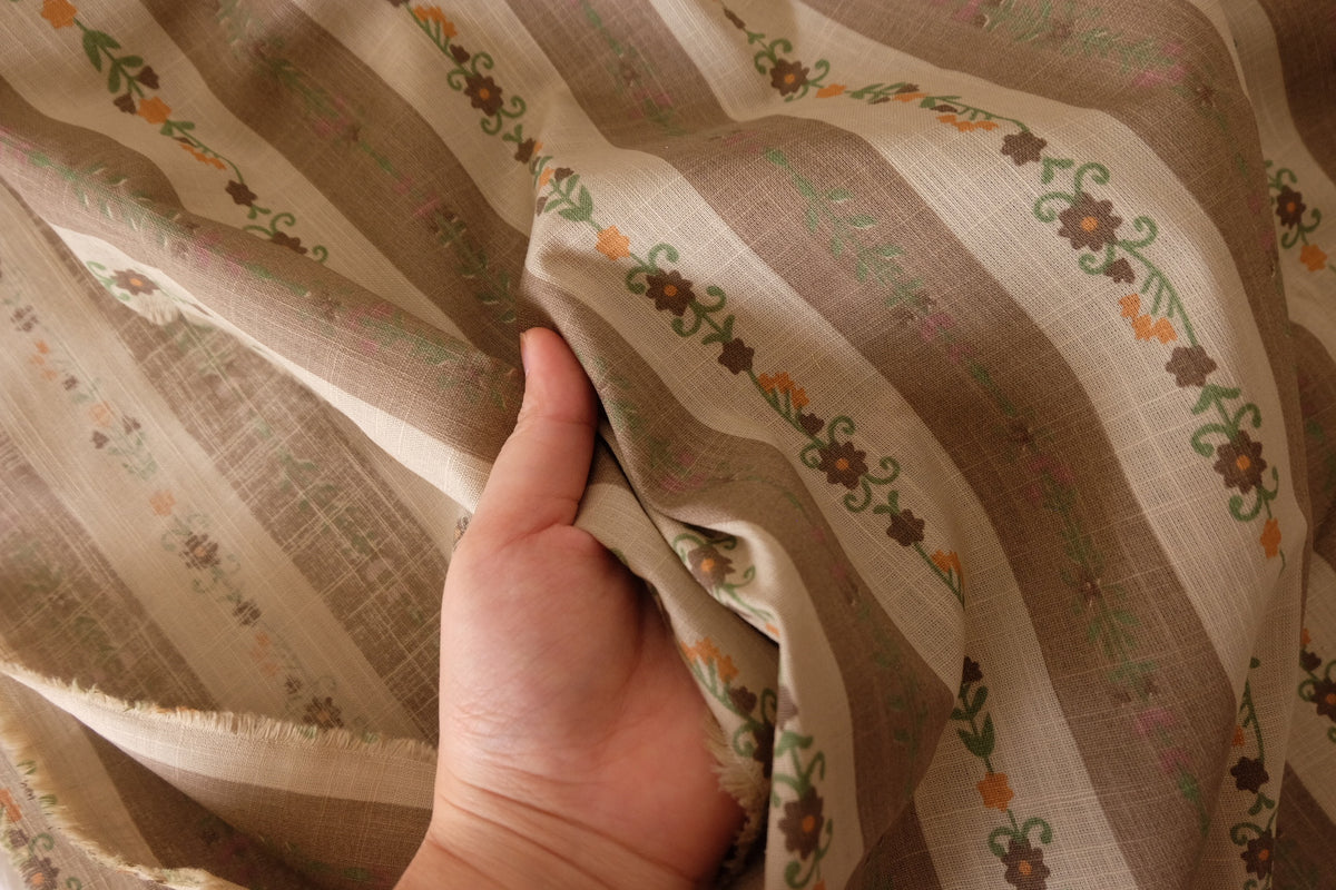Vintage Meadow Floral Stripe Cotton Linen – 2.2 yd