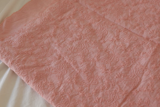 Dusty Rose Heavy Embroidered Cotton – 2.2 yd