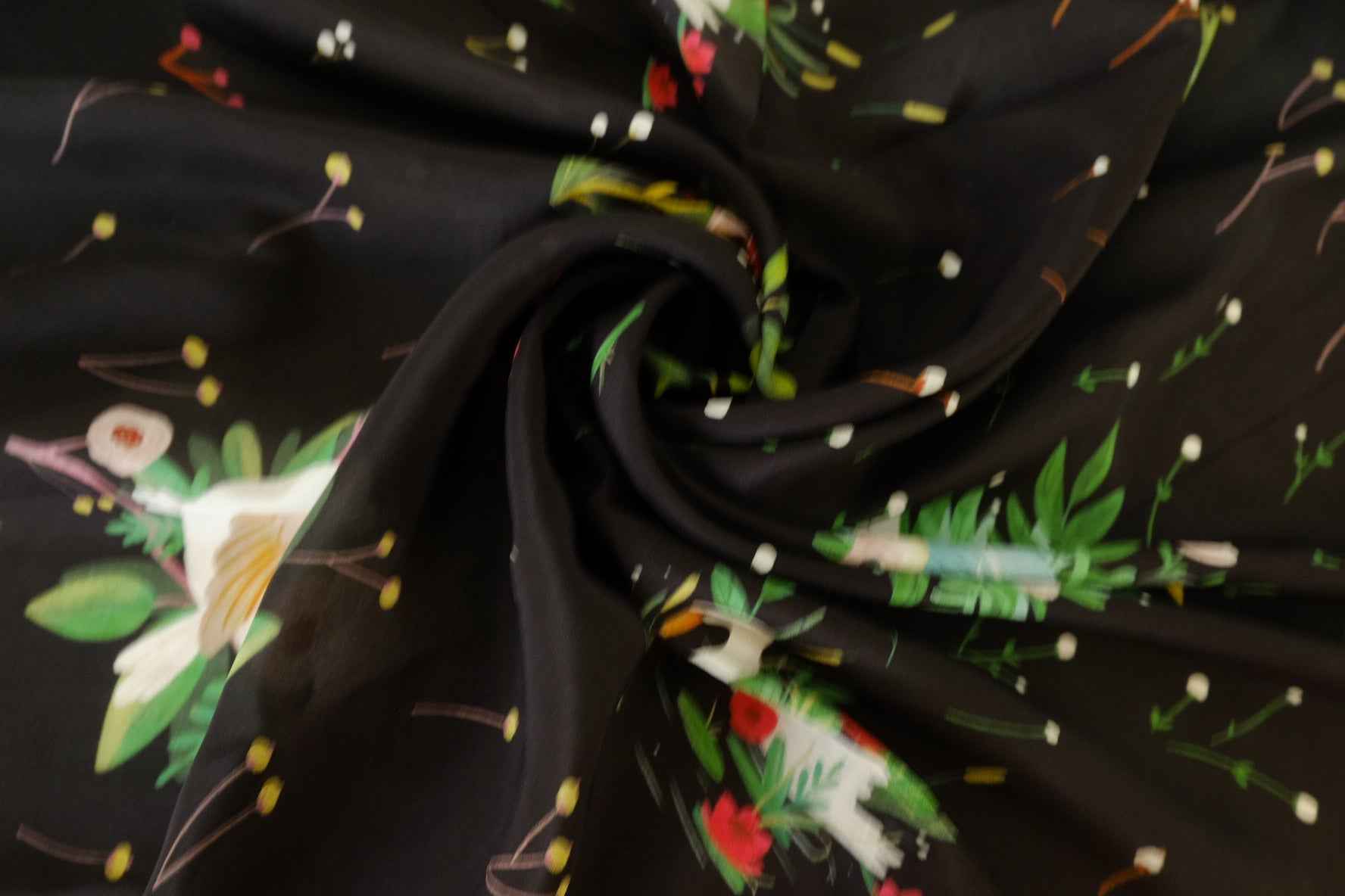 Bird Nest Floral Silk Crepe de Chine Fabric – 3.3 yd