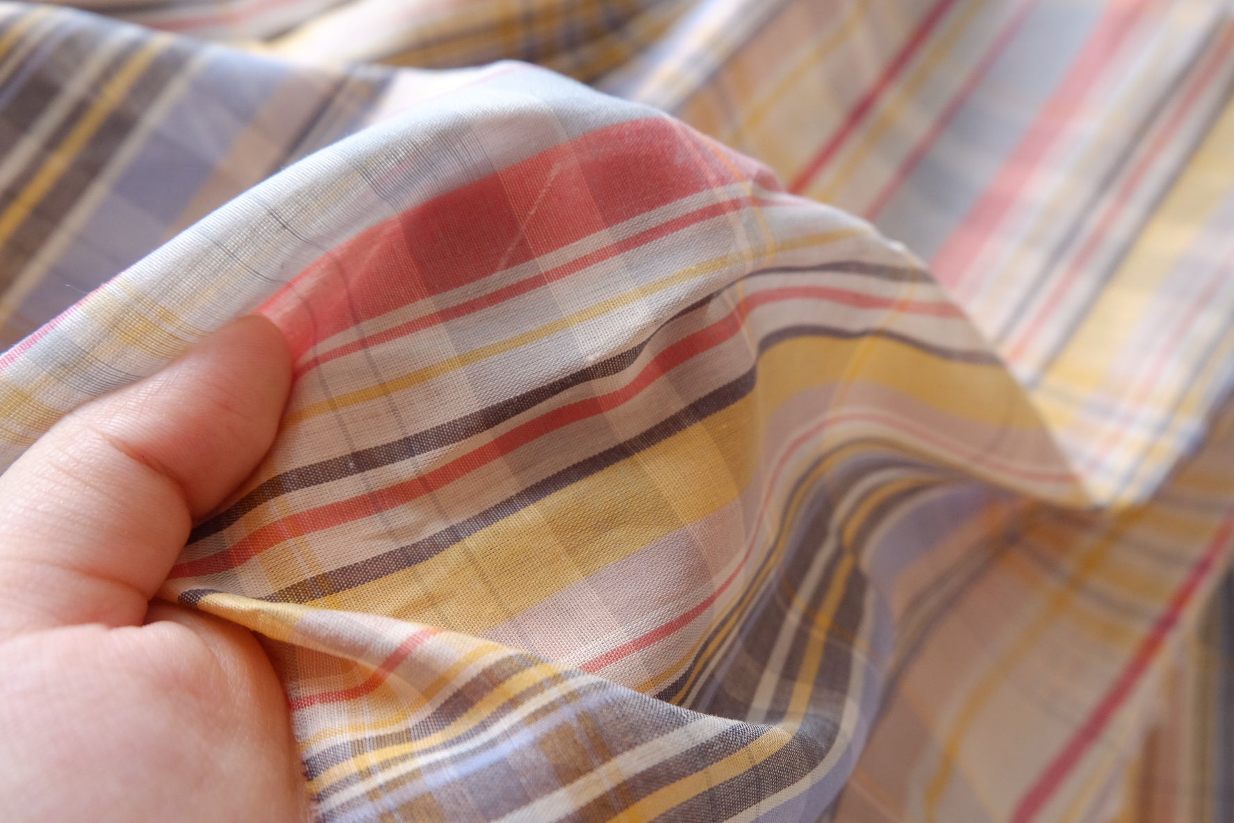Soft Pastel Plaid Yarn-Dyed Cotton Gauze Fabric - 3.28 yd