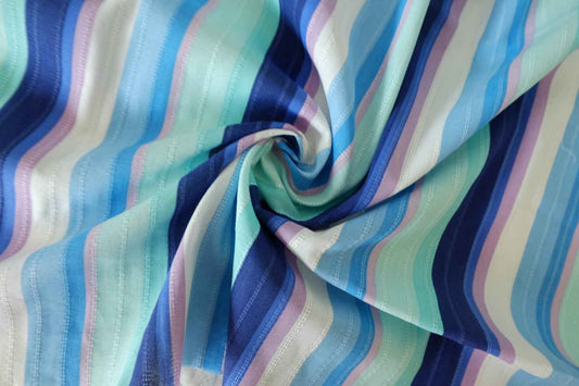 Blue Green Jacquard Stripe Cotton Fabric – 1.6 yd