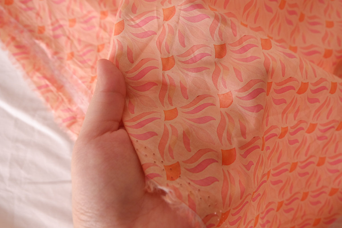 Coral Pink Geo Cotton Lawn — 1.09 yd