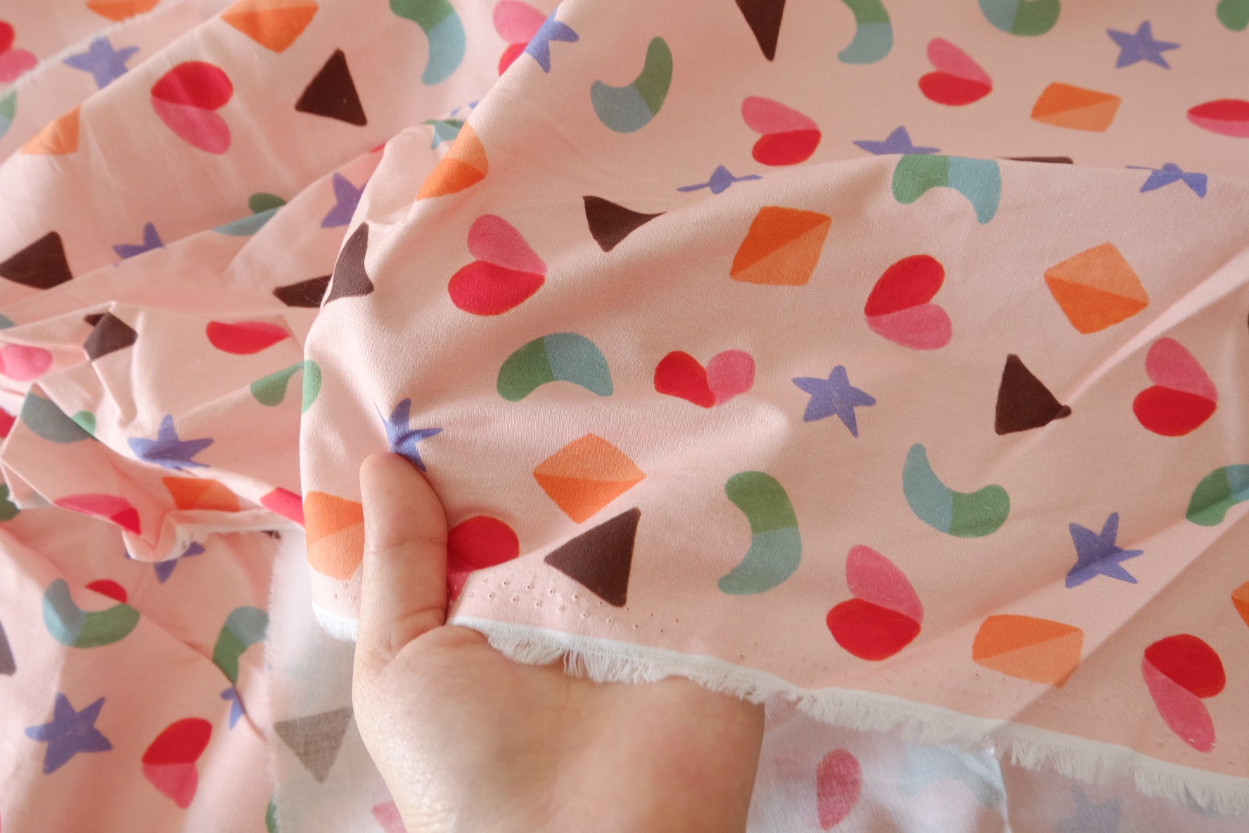 Playful Confetti Pink Cotton Lawn Fabric, 1.75 Yards