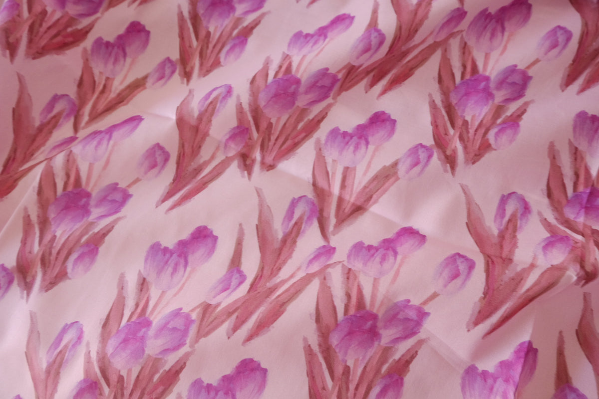 Watercolor Tulips Cotton Poplin – 2.19 yd