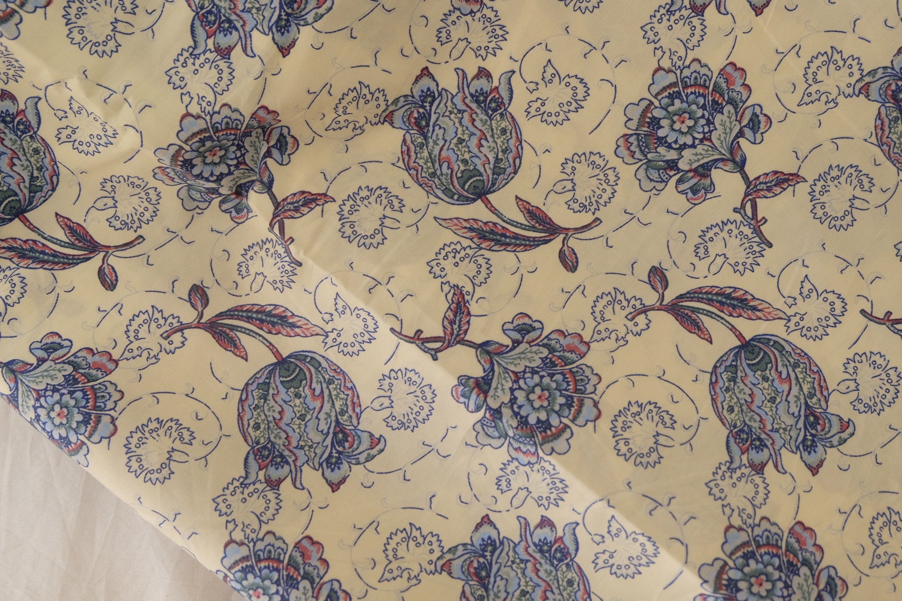 Pastel Tulip Border Cotton Poplin Fabric – 2.2 yd