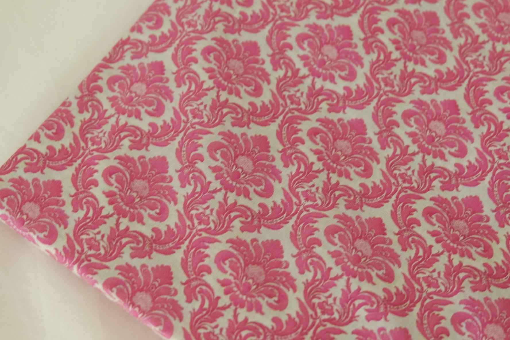 Pink Vintage Damask Cotton Lawn Fabric – 2.2 yd
