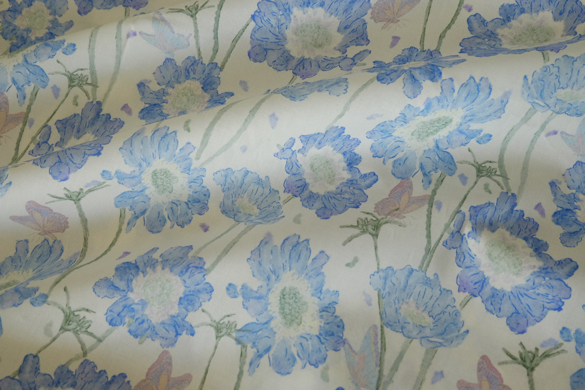 Blue Butterfly Garden – Premium Cotton Fabric | 2.2  Yards