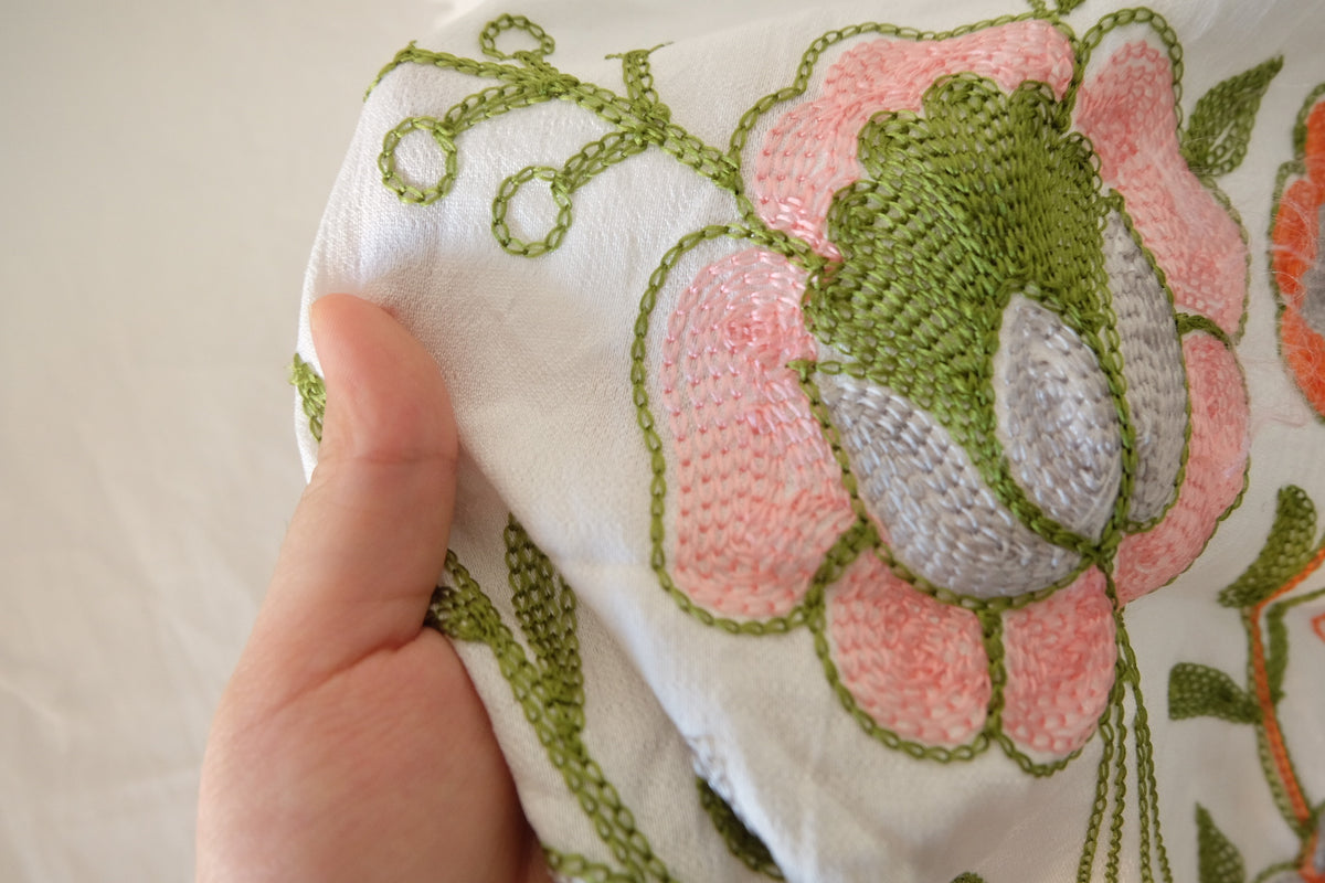 Spring Garden Floral Embroidered Tencel Nylon – 2 yd