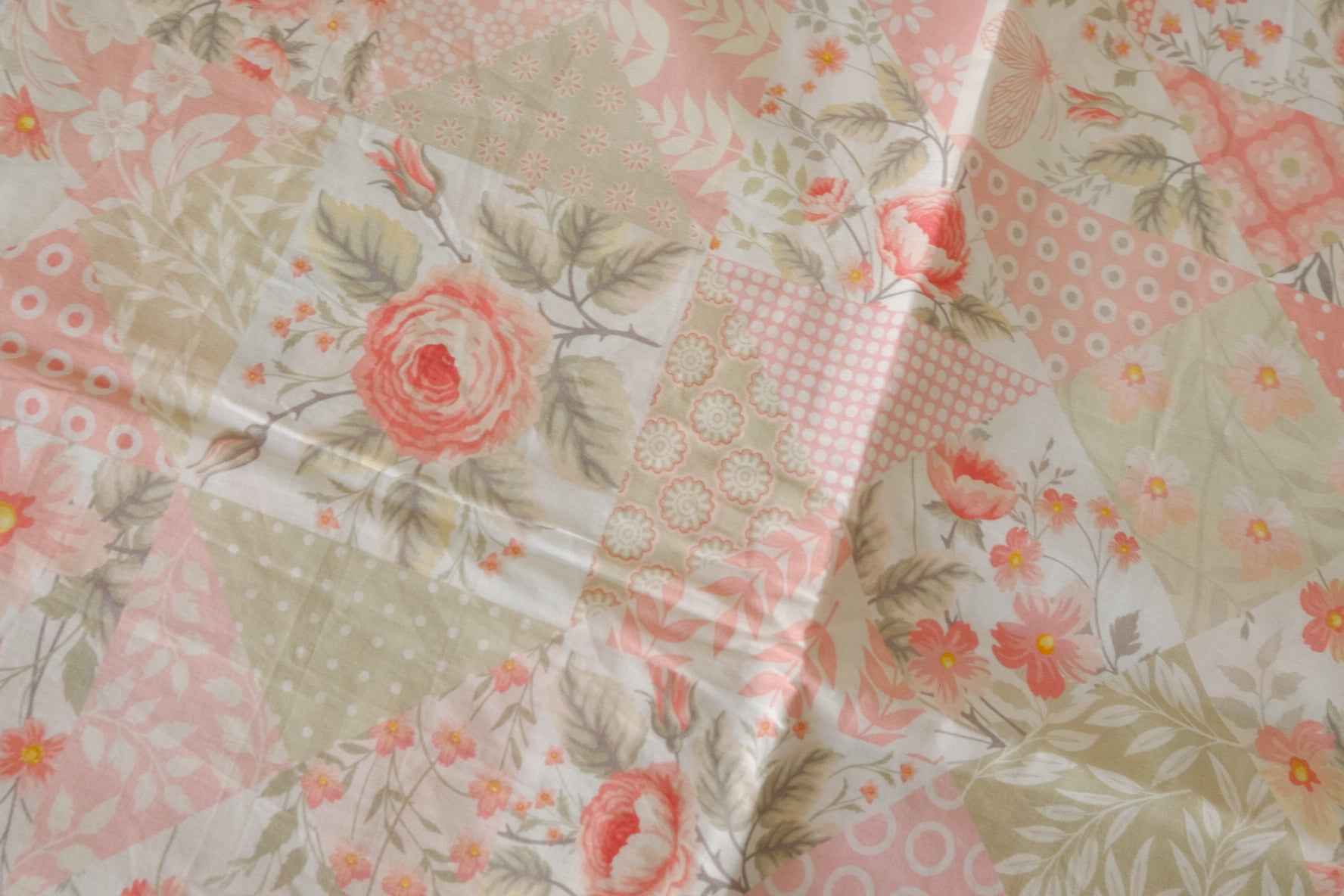 Blush Floral Patchwork Cotton Lawn Fabric – 1.9 yd