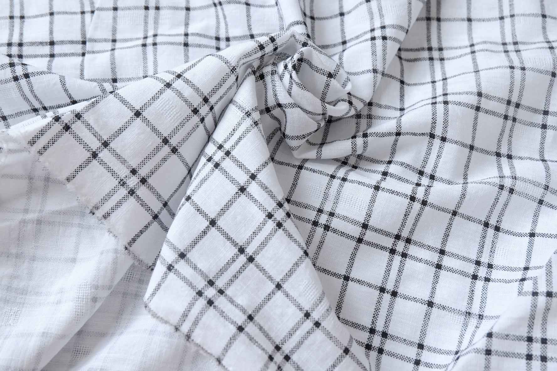 White Windowpane Cotton Fabric, Soft Lightweight Dress Weight, 2.46 Yards