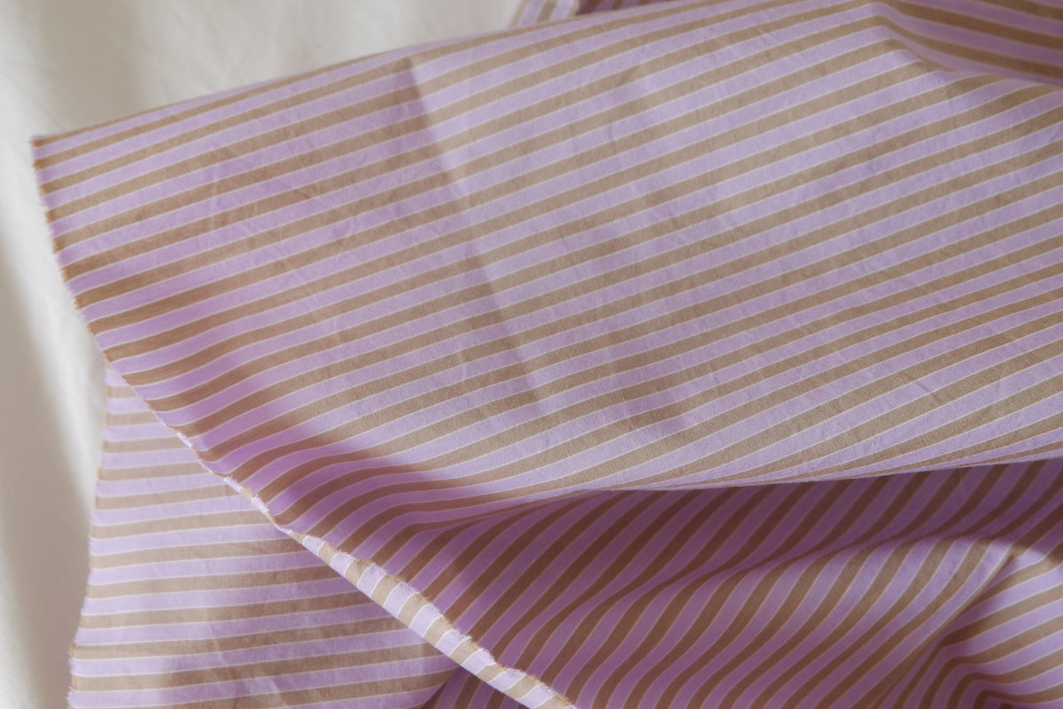 Lilac Taupe Stripe Fine Cotton – 2.2 yd