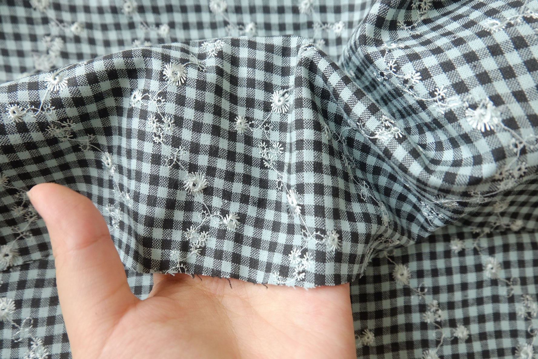 Embroidered Gingham Cotton, 2.19 Yards