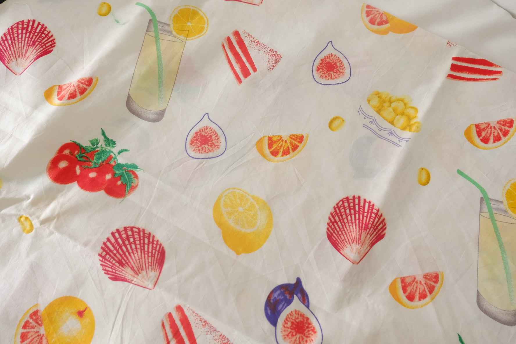 Summer Fruit Picnic Cotton Poplin Fabric – 2.2 Yards / 1.6 Yards